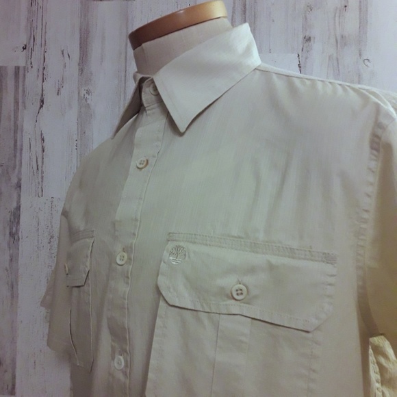 Bundle “3 x $20" TIMBERLAND Men's S/S Button Down Cotton Cream Shirt M - Picture 5 of 8